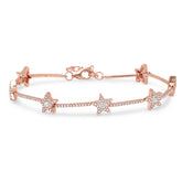 0.84ct 14k Rose Gold Diamond Star Bracelet